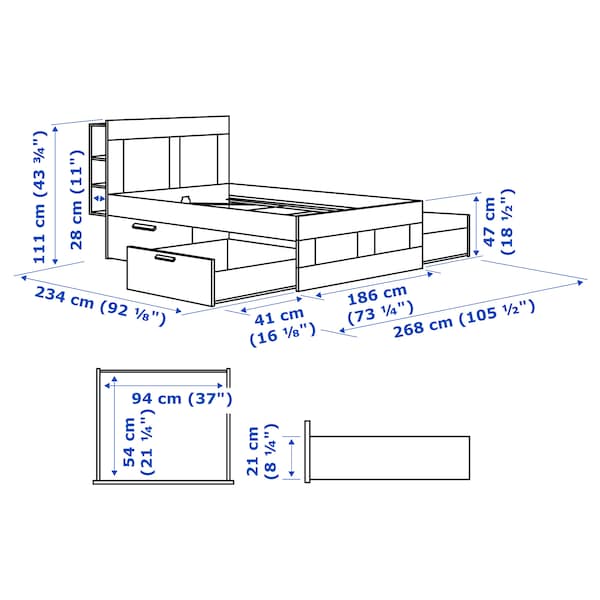 Brimnes Bed Frame With Storage And, Brimnes Bed Frame With Storage Headboard White Luröy Full