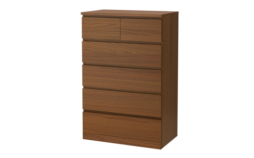 Malm Chest Of 6 Drawers Tall Brown Stained Ash Veneer Conner